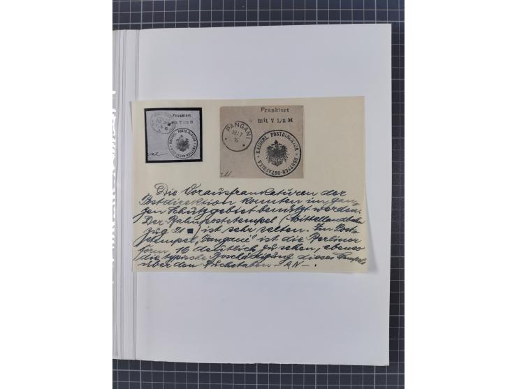 BAR- UND VORAUSFRANKIERUNGEN: spezialisierte Sammlung von 22 Belegen und einige Ausschnitten; verschiedene Typen und Besonder