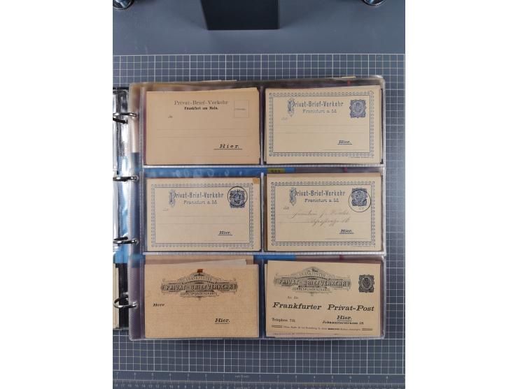 Frankfurt: 1886/1900, fast 90 Briefe und ungebrauchte/gebrauchte Ganzsachen von fast allen Anstalten in Frankfurt. Dabei Stad