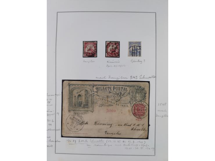 SCHIFFS- UND SEEPOST: Kleine Sammlung mit Marken und Briefstücken sowie 15 Belegen, dabei "OSTAFRKANISCHE ZWEIGLINIE**", "Ruf
