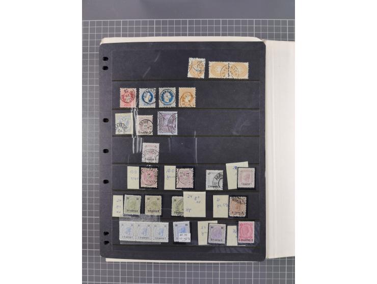 1850/1916 (ca.), Stempelsammlung auf losen Marken nach Orten geordnet, dazu Lombardei Venetien, Feldpost und Levante ungebrau