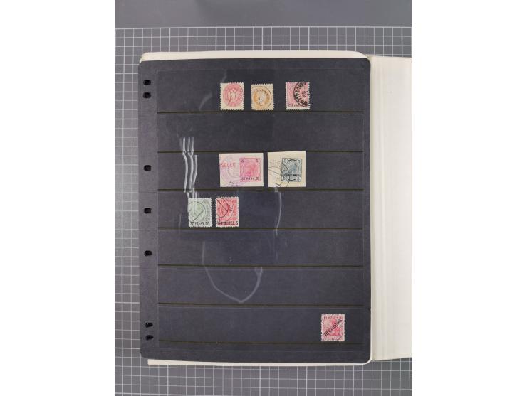 1850/1916 (ca.), Stempelsammlung auf losen Marken nach Orten geordnet, dazu Lombardei Venetien, Feldpost und Levante ungebrau