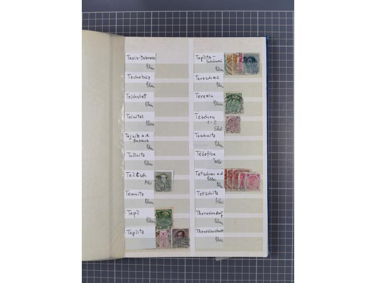 1850/1916 (ca.), Stempelsammlung auf losen Marken nach Orten geordnet, dazu Lombardei Venetien, Feldpost und Levante ungebrau