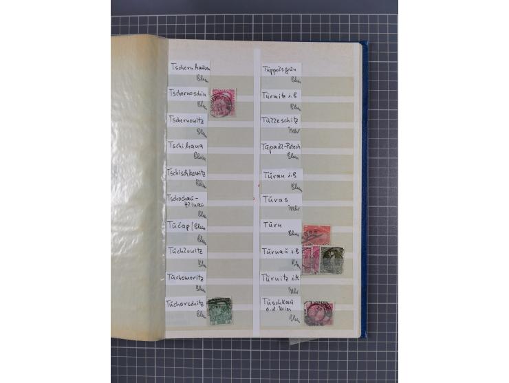 1850/1916 (ca.), Stempelsammlung auf losen Marken nach Orten geordnet, dazu Lombardei Venetien, Feldpost und Levante ungebrau