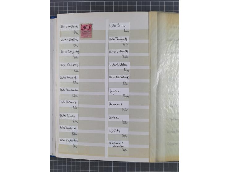 1850/1916 (ca.), Stempelsammlung auf losen Marken nach Orten geordnet, dazu Lombardei Venetien, Feldpost und Levante ungebrau