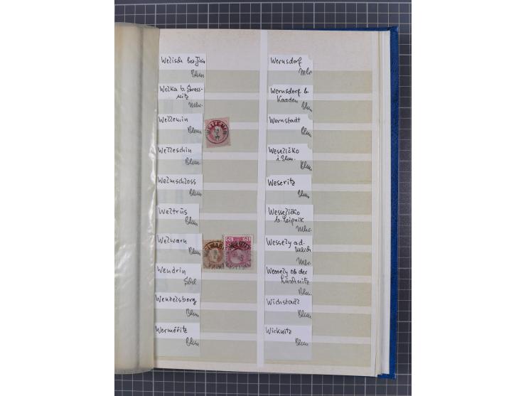 1850/1916 (ca.), Stempelsammlung auf losen Marken nach Orten geordnet, dazu Lombardei Venetien, Feldpost und Levante ungebrau