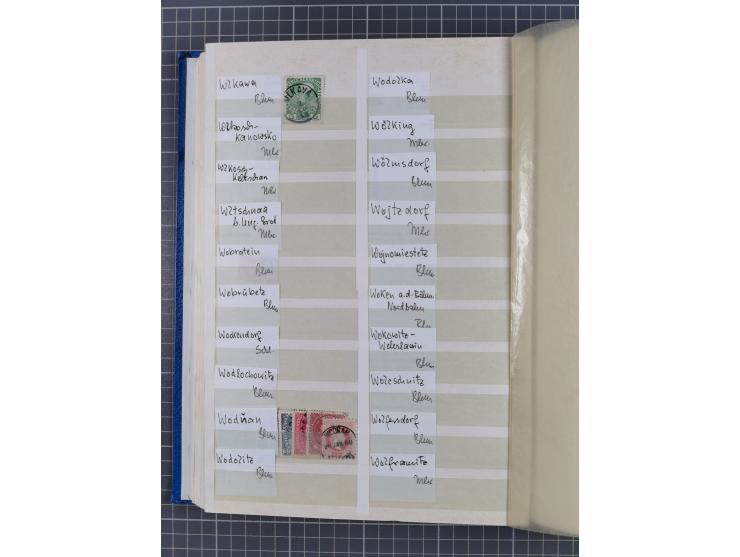 1850/1916 (ca.), Stempelsammlung auf losen Marken nach Orten geordnet, dazu Lombardei Venetien, Feldpost und Levante ungebrau