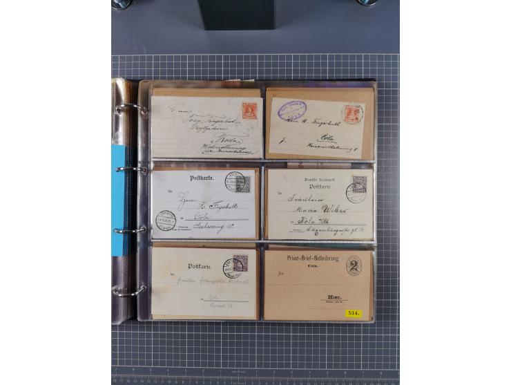 Köln: 1886/1900, ca. 100 Briefe, Karten und ungebrauchte/gebrauchte Ganzsachen sowie Formulare (u.a. “Abmeldung (Duplikat” un