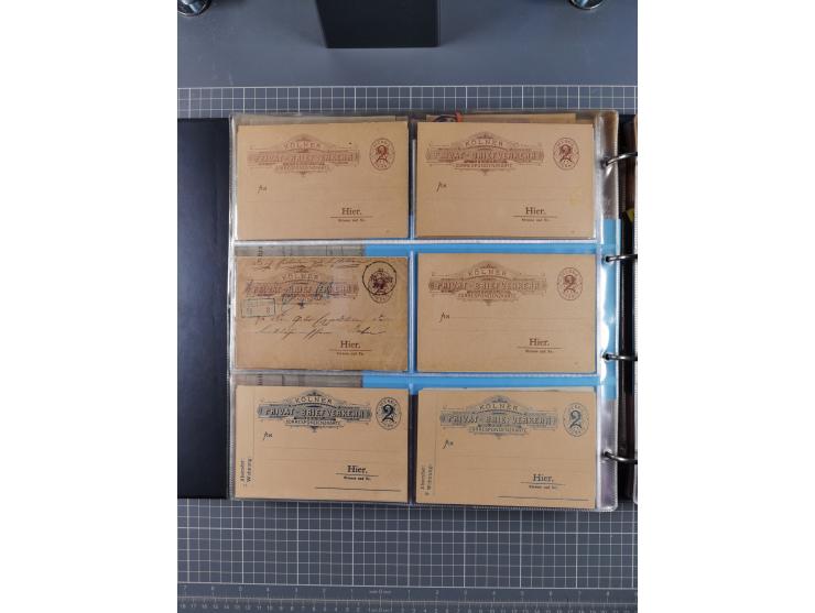 Köln: 1886/1900, ca. 100 Briefe, Karten und ungebrauchte/gebrauchte Ganzsachen sowie Formulare (u.a. “Abmeldung (Duplikat” un