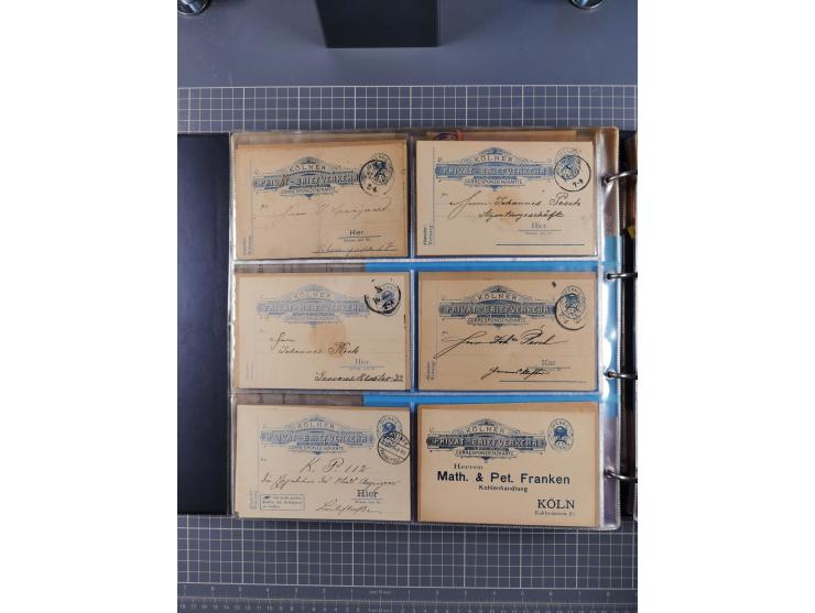 Köln: 1886/1900, ca. 100 Briefe, Karten und ungebrauchte/gebrauchte Ganzsachen sowie Formulare (u.a. “Abmeldung (Duplikat” un