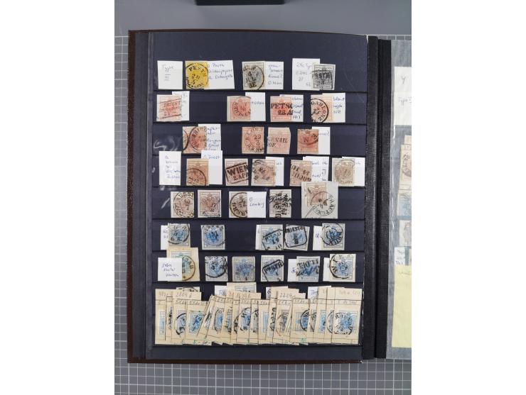 1850/1958 (ca.), reichhaltiger ungebrauchter und gestempelter Doubletten-Bestand, mit einigen Briefen, die erste Ausgabe mit 