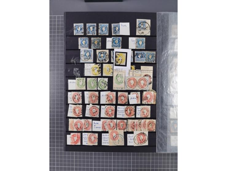 1850/1958 (ca.), reichhaltiger ungebrauchter und gestempelter Doubletten-Bestand, mit einigen Briefen, die erste Ausgabe mit 