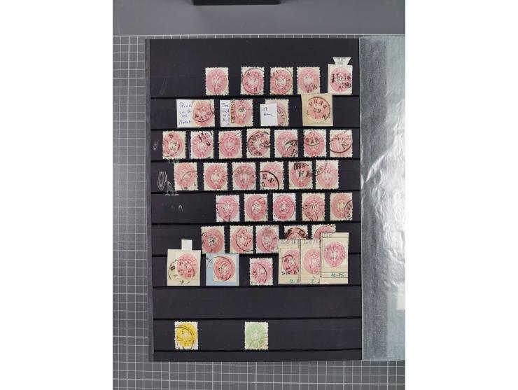 1850/1958 (ca.), reichhaltiger ungebrauchter und gestempelter Doubletten-Bestand, mit einigen Briefen, die erste Ausgabe mit 