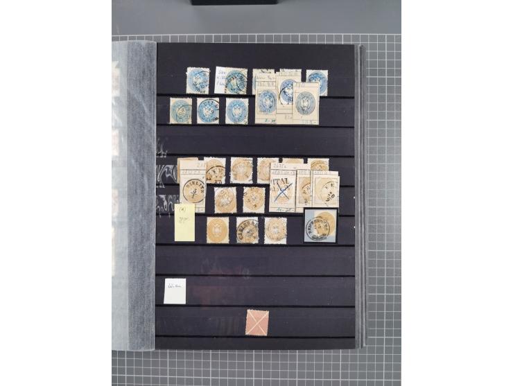 1850/1958 (ca.), reichhaltiger ungebrauchter und gestempelter Doubletten-Bestand, mit einigen Briefen, die erste Ausgabe mit 