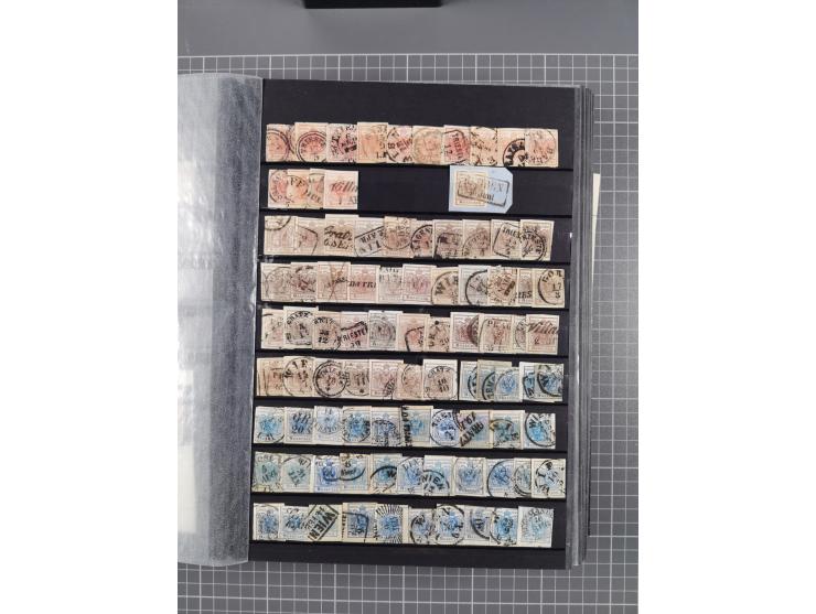 1850/1958 (ca.), reichhaltiger ungebrauchter und gestempelter Doubletten-Bestand, mit einigen Briefen, die erste Ausgabe mit 