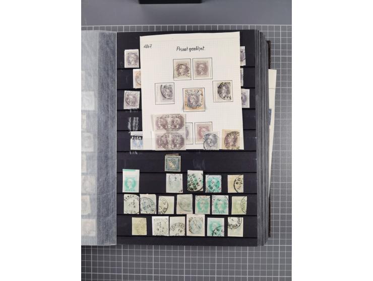 1850/1958 (ca.), reichhaltiger ungebrauchter und gestempelter Doubletten-Bestand, mit einigen Briefen, die erste Ausgabe mit 