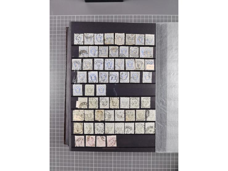 1850/1958 (ca.), reichhaltiger ungebrauchter und gestempelter Doubletten-Bestand, mit einigen Briefen, die erste Ausgabe mit 