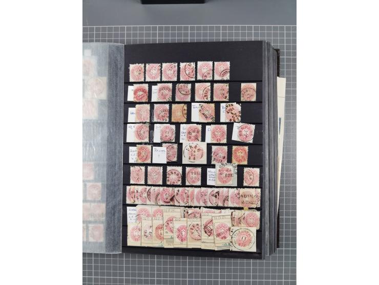 1850/1958 (ca.), reichhaltiger ungebrauchter und gestempelter Doubletten-Bestand, mit einigen Briefen, die erste Ausgabe mit 