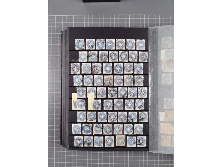 1850/1958 (ca.), reichhaltiger ungebrauchter und gestempelter Doubletten-Bestand, mit einigen Briefen, die erste Ausgabe mit 