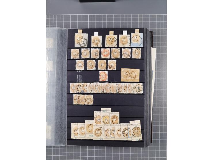 1850/1958 (ca.), reichhaltiger ungebrauchter und gestempelter Doubletten-Bestand, mit einigen Briefen, die erste Ausgabe mit 