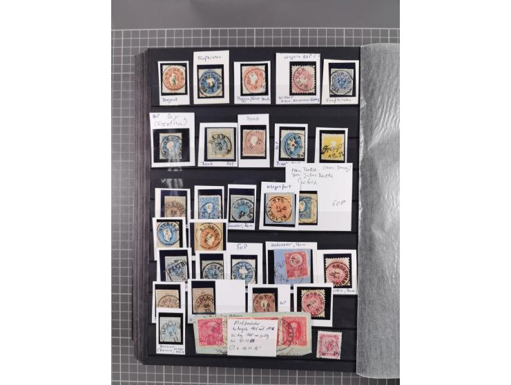 1850/1958 (ca.), reichhaltiger ungebrauchter und gestempelter Doubletten-Bestand, mit einigen Briefen, die erste Ausgabe mit 