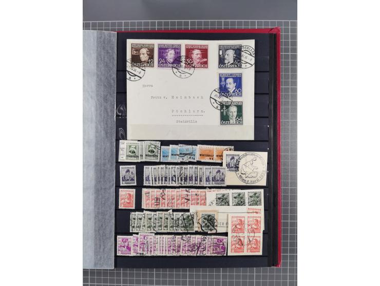 1850/1958 (ca.), reichhaltiger ungebrauchter und gestempelter Doubletten-Bestand, mit einigen Briefen, die erste Ausgabe mit 