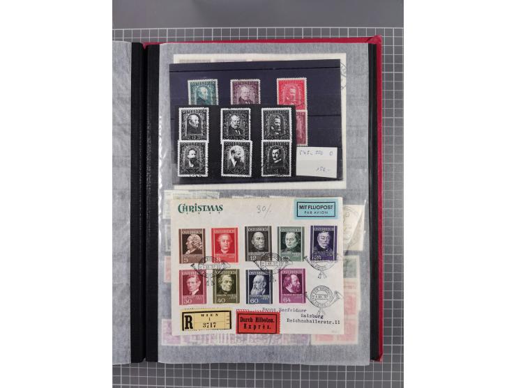 1850/1958 (ca.), reichhaltiger ungebrauchter und gestempelter Doubletten-Bestand, mit einigen Briefen, die erste Ausgabe mit 