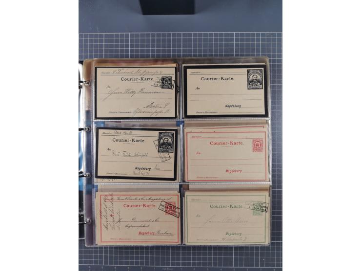 Magdeburg-Courier: 1886/1900, ca. 80 Briefe, Karten und ungebrauchte/gebrauchte Ganzsachen inkl. Privatpost Courier. Dabei u.