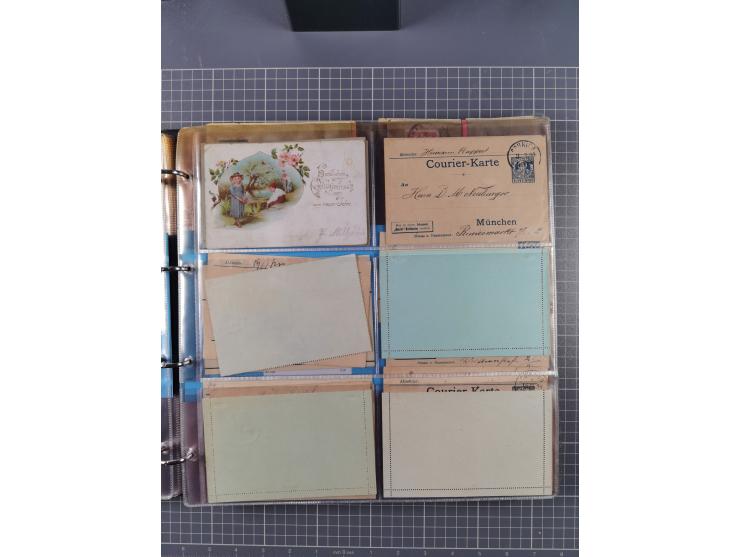 München-Courier: 1896/1900, fast 40 Briefe, Karten und ungebrauchte/gebrauchte Ganzsachenkarten. Dabei u.a. gebrauchte Privat