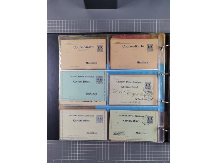 München-Courier: 1896/1900, fast 40 Briefe, Karten und ungebrauchte/gebrauchte Ganzsachenkarten. Dabei u.a. gebrauchte Privat