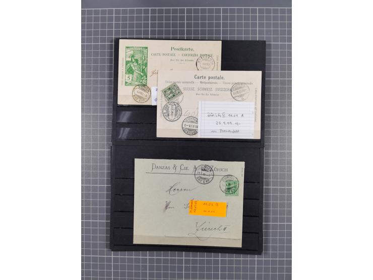 RASIERKLINGEN-STEMPEL: Umfangreiche Sammlung, sauber nach Orten Aarau bis Zürich zusammengetragen, dabei über 220 Briefe und 