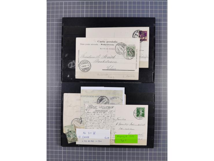 RASIERKLINGEN-STEMPEL: Umfangreiche Sammlung, sauber nach Orten Aarau bis Zürich zusammengetragen, dabei über 220 Briefe und 