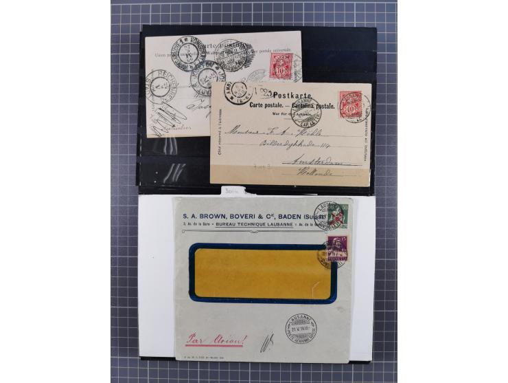 RASIERKLINGEN-STEMPEL: Umfangreiche Sammlung, sauber nach Orten Aarau bis Zürich zusammengetragen, dabei über 220 Briefe und 