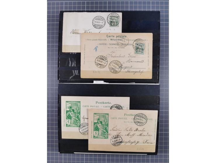 RASIERKLINGEN-STEMPEL: Umfangreiche Sammlung, sauber nach Orten Aarau bis Zürich zusammengetragen, dabei über 220 Briefe und 