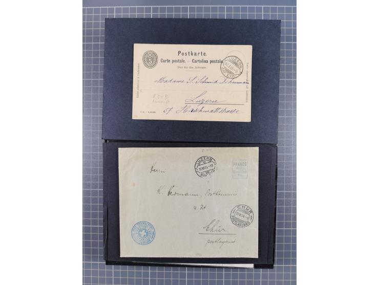 RASIERKLINGEN-STEMPEL: Umfangreiche Sammlung, sauber nach Orten Aarau bis Zürich zusammengetragen, dabei über 220 Briefe und 