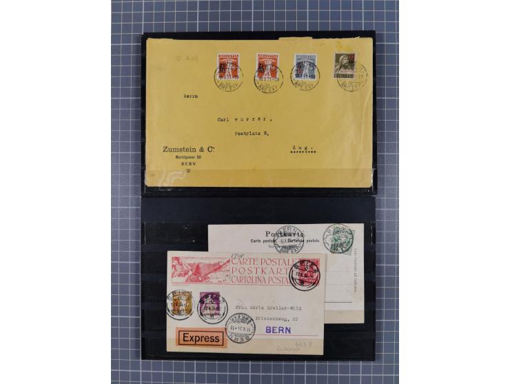 RASIERKLINGEN-STEMPEL: Umfangreiche Sammlung, sauber nach Orten Aarau bis Zürich zusammengetragen, dabei über 220 Briefe und 