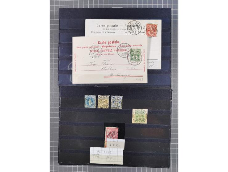 RASIERKLINGEN-STEMPEL: Umfangreiche Sammlung, sauber nach Orten Aarau bis Zürich zusammengetragen, dabei über 220 Briefe und 