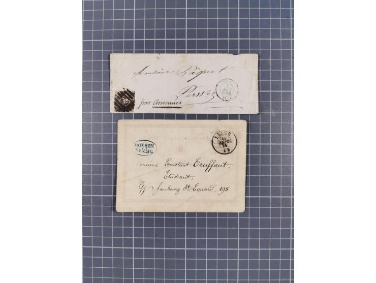 1854/1900, 10 covers, 9 postal stationerys and 7 piece with imperf stamps and pairs, including Ninove 271, four PD covers 186