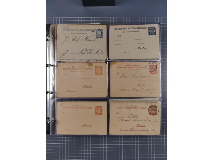 Berlin-Berliner Packetfahrt-Gesellschaft: 1886/1902, interessante Sammlung “Ganzsachenkarten und Streifbänder” mit ca.290 ung