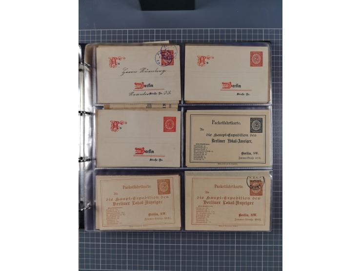 Berlin-Berliner Packetfahrt-Gesellschaft: 1886/1902, interessante Sammlung “Ganzsachenkarten und Streifbänder” mit ca.290 ung