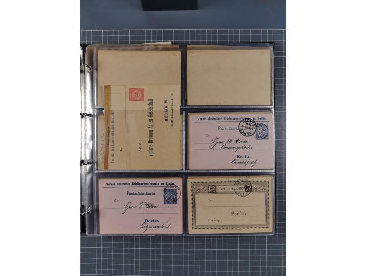 Berlin-Berliner Packetfahrt-Gesellschaft: 1886/1902, interessante Sammlung “Ganzsachenkarten und Streifbänder” mit ca.290 ung