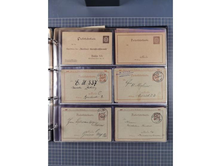 Berlin-Berliner Packetfahrt-Gesellschaft: 1886/1902, interessante Sammlung “Ganzsachenkarten und Streifbänder” mit ca.290 ung