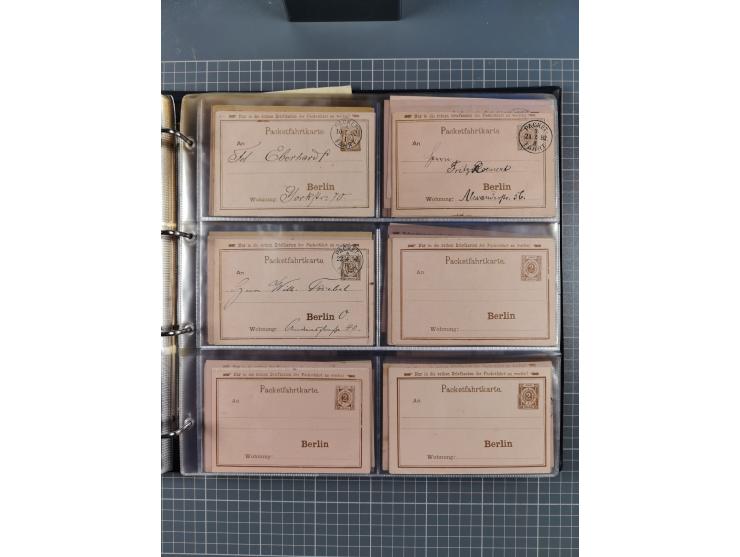 Berlin-Berliner Packetfahrt-Gesellschaft: 1886/1902, interessante Sammlung “Ganzsachenkarten und Streifbänder” mit ca.290 ung