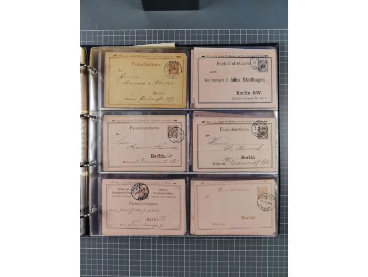 Berlin-Berliner Packetfahrt-Gesellschaft: 1886/1902, interessante Sammlung “Ganzsachenkarten und Streifbänder” mit ca.290 ung
