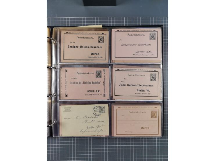 Berlin-Berliner Packetfahrt-Gesellschaft: 1886/1902, interessante Sammlung “Ganzsachenkarten und Streifbänder” mit ca.290 ung