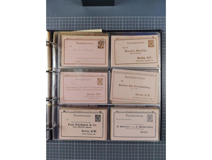 Berlin-Berliner Packetfahrt-Gesellschaft: 1886/1902, interessante Sammlung “Ganzsachenkarten und Streifbänder” mit ca.290 ung