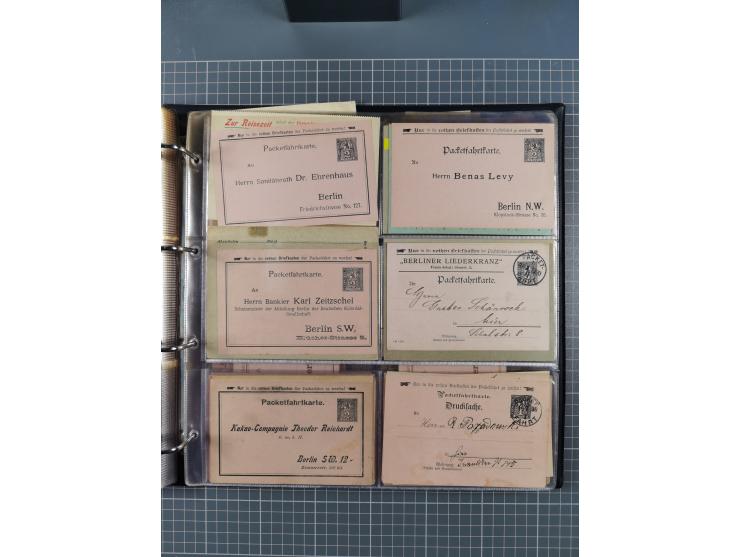 Berlin-Berliner Packetfahrt-Gesellschaft: 1886/1902, interessante Sammlung “Ganzsachenkarten und Streifbänder” mit ca.290 ung