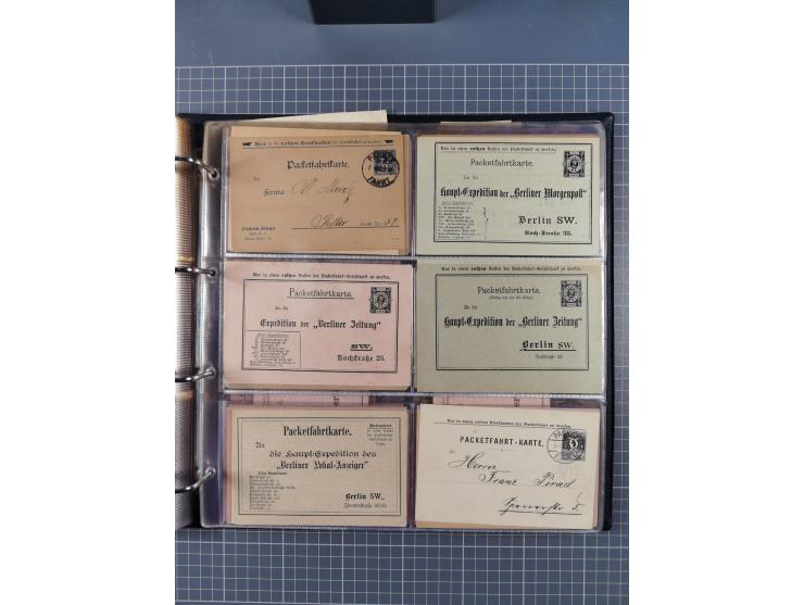 Berlin-Berliner Packetfahrt-Gesellschaft: 1886/1902, interessante Sammlung “Ganzsachenkarten und Streifbänder” mit ca.290 ung