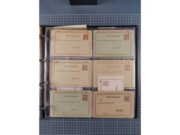Berlin-Berliner Packetfahrt-Gesellschaft: 1886/1902, interessante Sammlung “Ganzsachenkarten und Streifbänder” mit ca.290 ung