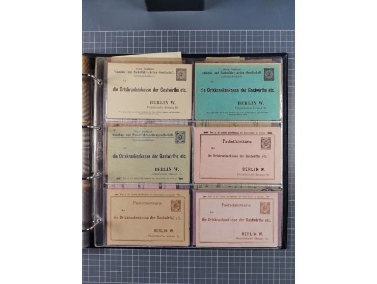 Berlin-Berliner Packetfahrt-Gesellschaft: 1886/1902, interessante Sammlung “Ganzsachenkarten und Streifbänder” mit ca.290 ung