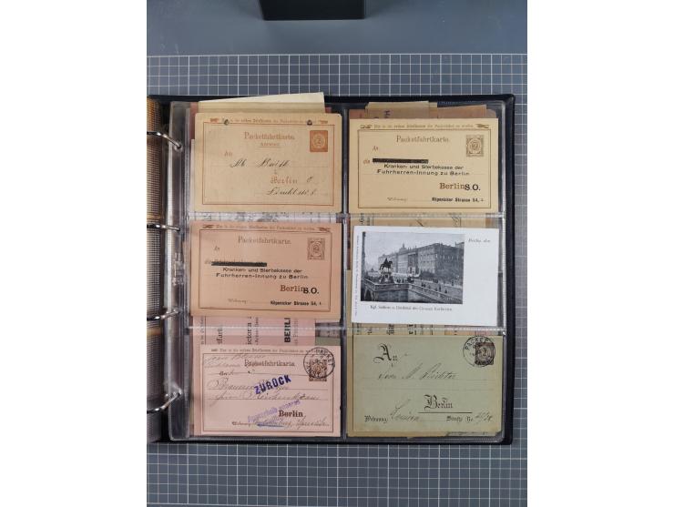 Berlin-Berliner Packetfahrt-Gesellschaft: 1886/1902, interessante Sammlung “Ganzsachenkarten und Streifbänder” mit ca.290 ung